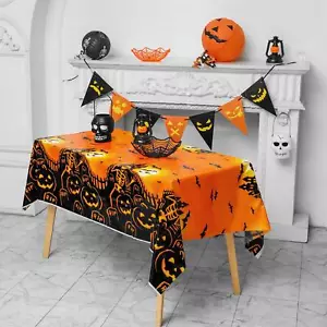 Halloween Tablecloth Plastic Tablecloth for Halloween, Rectangle 2 Pcs - Picture 1 of 7