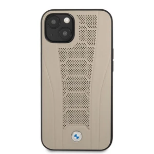 BMW iPhone 13 mini Hülle Case Cover Perforated Debossed Genuine Leather Beige - Bild 1 von 6
