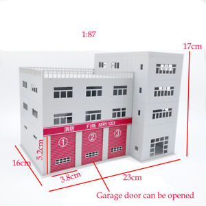 1/87 HO Scale Buildings Model Railroad Garage Door Can Opened Fire Model House