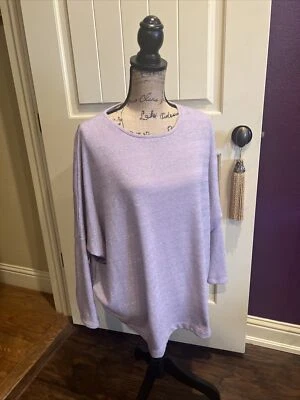 "Suéter de gran tamaño Bisou Bisou suave púrpura plateado brillante XS S M L 64"" 25""" Foto 1 de 4