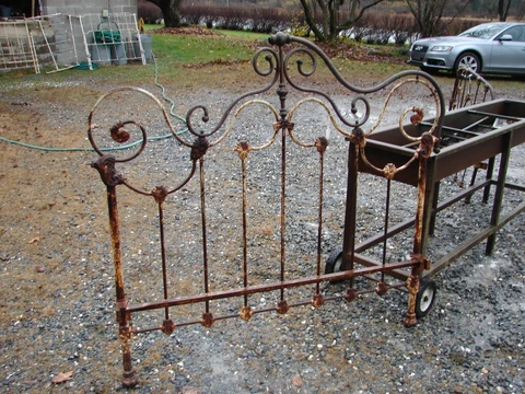Antique Brass & Iron Mountain Top Headboard ONLY Needs Brass - SEE PHOTOS - #17 Cover