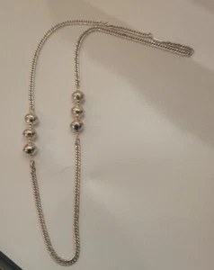Silvertone Link With Silver Balls Necklace 37in - Picture 1 of 5