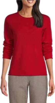 Nuevo suéter de lana y cachemir cuello redondo de Investments, rojo foco XL Foto 1 de 4