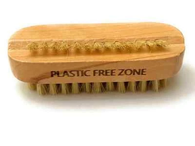 PLASTIC FREE ZONE Natural 2 Sided Bamboo Nail Scrub Brush For Effective Nail Cleaning