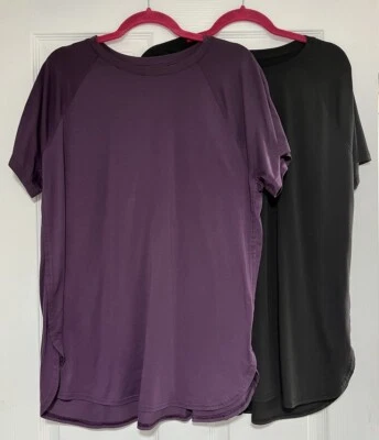 Tek Gear 衬衫上衣女式特大号 2 件装紫色黑色休闲工作服 — 第 1/4 张图片