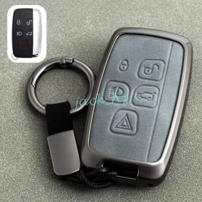 Metal Leather Car Key Fob Case Cover Keychain Ring For Land Rover Jaguar - Image 1 of 4