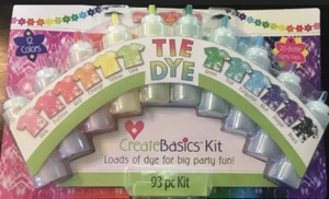 CREATE BASICS Tie Dye KIT 93 PIECES 12 COLOR PARTY KIT Die 20 BOTTLES IN HAND - Picture 1 of 1