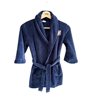 Bata de baño de vellón azul marino para niños de 4 a 5 años Foto 1 de 4