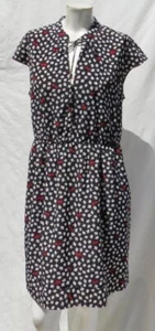 MAEVE Anthropologie US Damen M schwarz weiß Retro Druck Shirt Kleid Taschen - Bild 1 von 6
