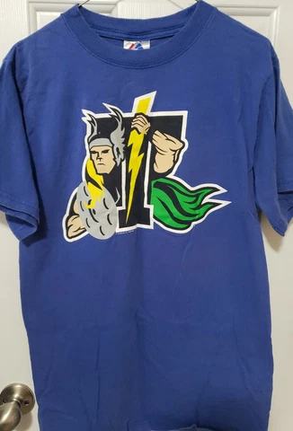 Men's Retro Majestic Trenton Thunder Minor League Baseball Blue T-Shirt Size M Cover