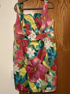 Donna Morgan Größe 14 W ärmellos über dem Knie hell geblümt Kleid - Bild 1 von 4