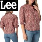 Lady Lee Women 3XL Soft Volume Braclet Sleeve Shirt, Peach Fuzz Ditzy Floral