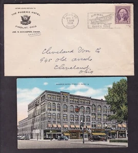 ADVERTISING - THE PHOENIX HOTEL & POSTCARD, 1934, FINDLAY, OHIO, - Picture 1 of 2