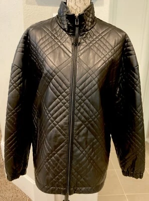 KATHERINE KELLY Womens Sz L Black Lamb Leather Jacket F31CK155 LEA MSRP $499 NWT - Image 1 of 4