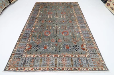 7 x 10 ft Oriental Area Rug Afghan Hand Knotted Veg dye Wool Living Room Rug - Image 1 of 4