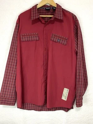 Camisa Bugle Boy Jean Company Para Hombre XL Roja A Cuadros Abotonada De Colección Años 90 Y2K Preppy Foto 1 de 4