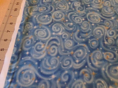 26"  X42" VINTAGE BLUE SWIRLS & STARS /ROBERT KAUFMAN NEW COTTON#890 - Image 1 of 4