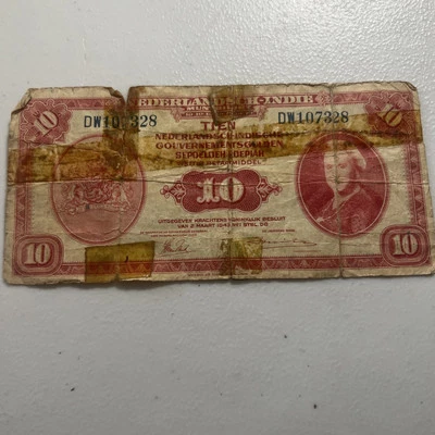 Netherlands East Indies 10 Gulden 1943 Vintage - Image 1 of 2