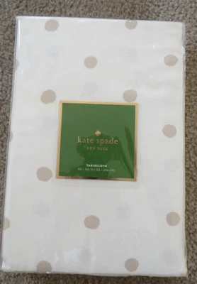 Kate Spade Lunares Blanco Mantel 60 x 102 IN 100% Algodón Charlotte Street Foto 1 de 4