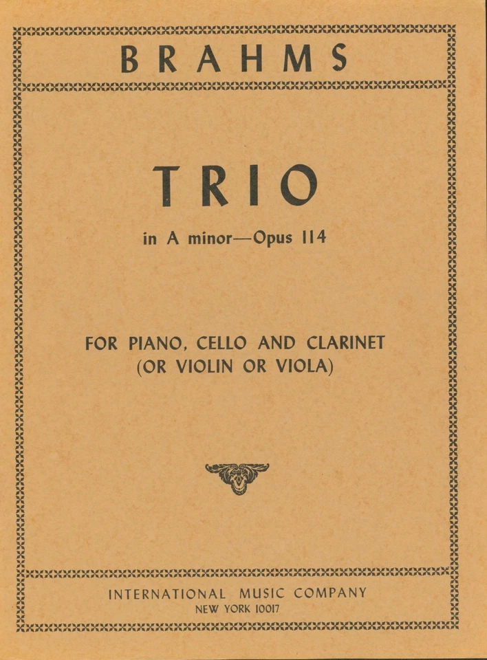 Brahms Trio In A Minor Op 114 Partituras Piano Violonchelo Clarinete (o Violín Viola) Foto 1 de 4