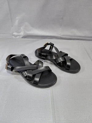 Гладиаторские сандалии Torrid с ремешками большого размера 9,5 WW черные с плоским ремешком на лодыжке с пряжкой - Изображение 1 из 4