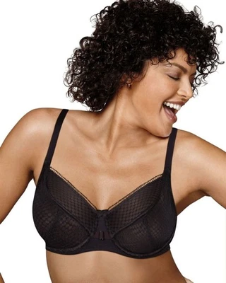 Playtex Love My Curves 42C Amazing Shape Balconette Underwire Bra US4713 Black  - Image 1 of 4