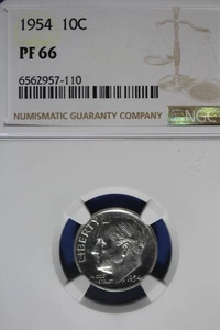 1954 NGC 10C PF66 ROOSEVELT DIME #B50730 - Picture 1 of 2