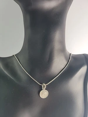 Vintage Sterling Silver 925 Mexico Round Medallion Pendant Necklace Religious - Image 1 of 4