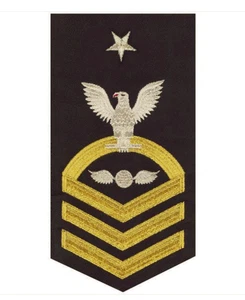 INSIGNIA MASCULINA VANGUARD NAVY E8: COMPAÑERO DE ELECTRICISTA DE AVIACIÓN MARINERO DORADO SOBRE AZUL - Imagen 1 de 2