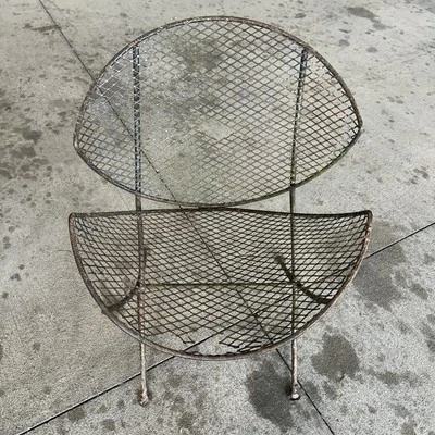 Silla de hierro forjado vintage Maurizio naranja concha de almeja patio MCM TEMPESTINI Foto 1 de 4