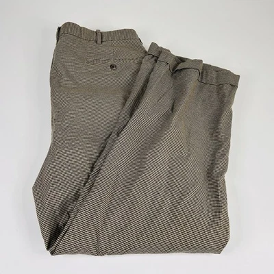 Pantalones de vestir vintage Polo Ralph Lauren 34x27 pata de gallo dorados negros plisados Foto 1 de 4