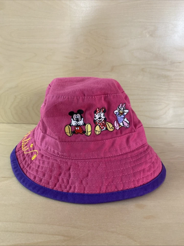 Sombrero cubo rosa bordado vintage años 90 Disney Minnie niños NOMBRE Foto 1 de 4
