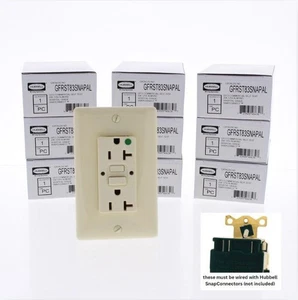 10 Hubbell 20A SnapConnect Almond Self-Testing Hospital Gfci Receptacle Outlets - Picture 1 of 6