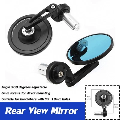 Cafe Racer Black Round End Bar Side Mirrors For BURGMAN 650 400 200 RV200 LS650 - Image 1 of 4