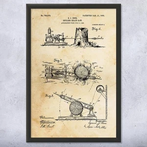 Endless Chain Saw Patent Wall Art Poster, Canvas or Framed Lumberjack Gift - Picture 1 of 15