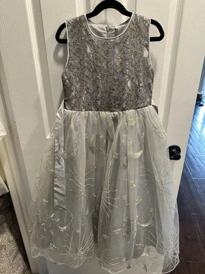 Vestido tutú princesa boda piano largo completo sin mangas gris rosa niño pequeño Foto 1 de 2