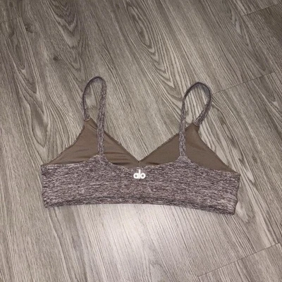 Bralette Alo Yoga para mujer Alosoft Lounge marrón jaspeado cuello en V talla pequeña  Foto 1 de 4