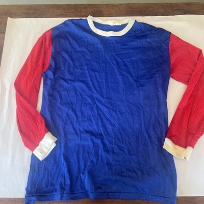 Camiseta De Colección Para Hombre Pequeña Azul Roja Manga Larga Años 70 80 Malla Motocross Moto Foto 1 de 4