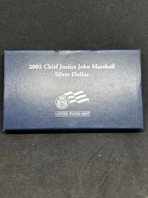 2005 Chief Justice John Marshall Proof Silver Dollar w/ Box & COA - Image 1 of 4