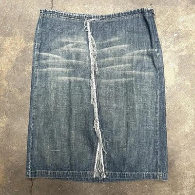 Y2k DIESEL 仿旧褪色牛仔半身裙,正面开衩,意大利制造,尺寸小号 — 第 1/4 张图片