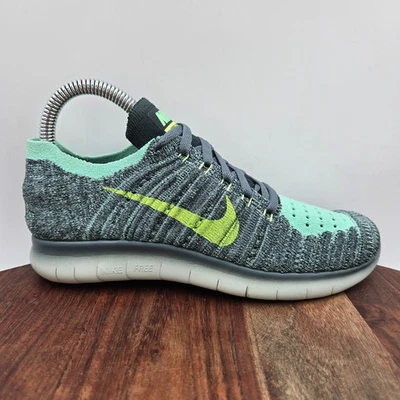 Nike Free RN Flyknit 2018 Zapatos Para Mujer 5.5 Verde Gris Tejido Tenis para Correr Foto 1 de 4