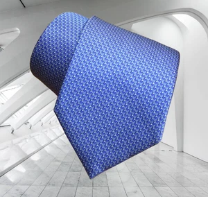 $490 BRIONI Micro Blue White Handmade Medallion Geometric Luxury Silk Tie Italy - Picture 1 of 14