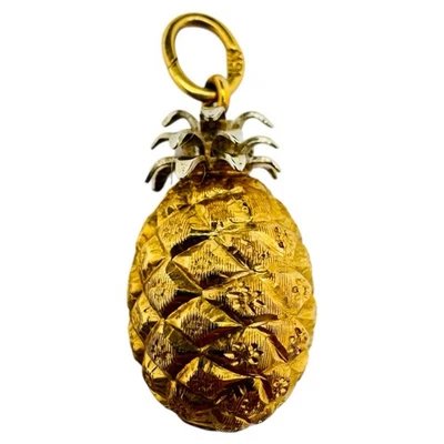 "Colgante con dije de piña de oro amarillo de 18k tallado a mano 1"" DE COLECCIÓN 3,84 gramos" Foto 1 de 4