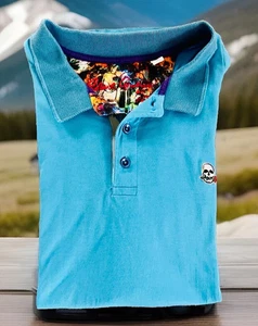 Robert Graham Men's The Player Knit Polo Shirt Size Large Aqua Blue - Picture 1 of 8