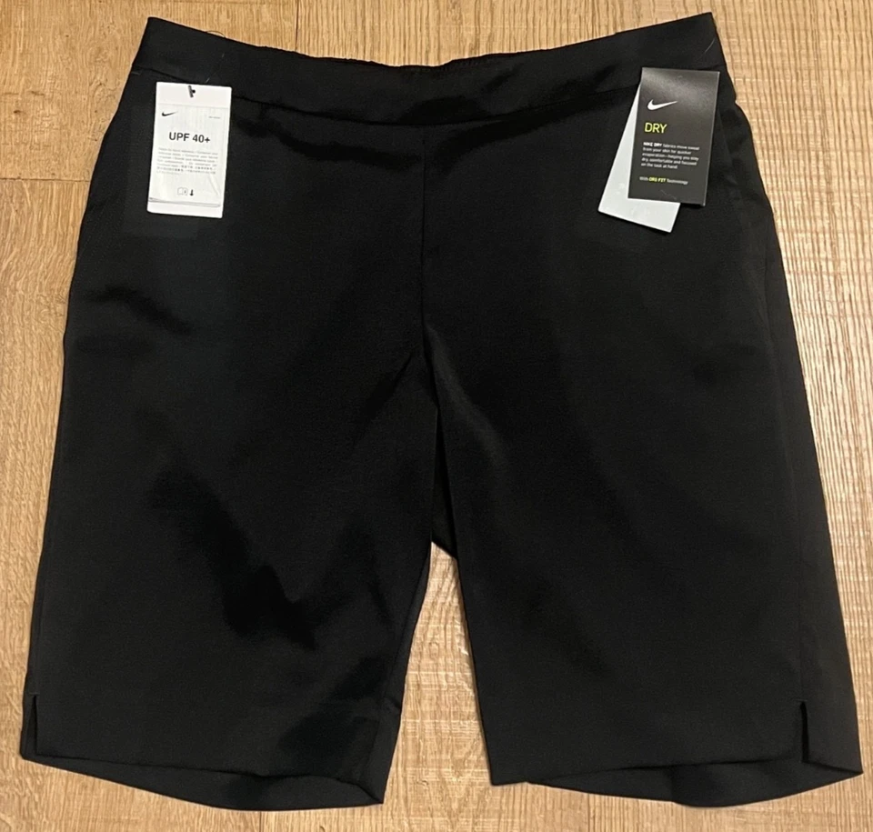 Nike Aj5663-010 Womens Sz M Black Dri-fit UV Golf Shorts