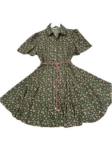 Blush Summer Mini Flowers Green Dress Sz S - Picture 1 of 7