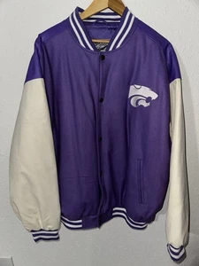 VTG Kansas State Wool & Faux Leather Letterman Jacket Size XL Steve & Barry’s - Picture 1 of 6