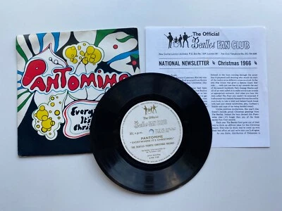 THE BEATLES FAN CLUB FLEXI DISC RECORD 1966 PANTOMINE EVERYWHERE IT'S CHRISTMAS  - Image 1 of 4