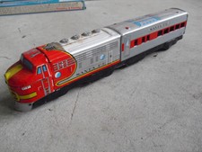 Rare Vintage 1960s Shudo Japan Tin Friction Santa Fe Toy Train 14" Long