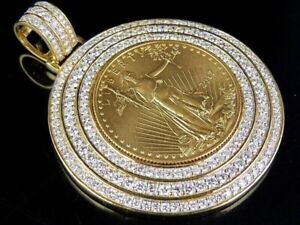 1.80Ct Round Cut Lab Created Lady Liberty COIN Pendant 14K Two-tone Gold Plated.